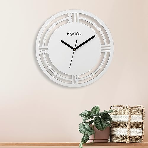 Image of Olive Tree Wooden Designer Non- Ticking Silent Wall Clock for Home | Wooden Wall Clock for Living Room Bedroom | Designer Wooden Stylish Clocks for Home /Wall Dcor - 1015