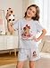 Voxikidio Little Girls Clothes Cute Capybara Print & Cherry Bow Short Sleeve Shorts Set 9 10 Year Old Girl Outfits Grey Size 9-10