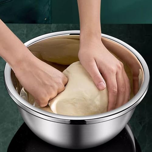Cuenco para amasar de acero inoxidable con tapa, lavabo duradero para prueba de masa, cocinar y preparar alimentos, perfecto para hornear y preparar comidas
