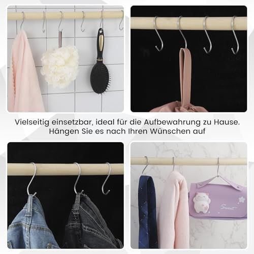 Partideal 20 Stück S Haken, Edelstahl Haken, S Metall Haken, Geeignet für Küche, Schlafzimmer, Badezimmer, Büro, Garderobe, Kann Schwere Gegenstände Aufhängen (Silber,S)