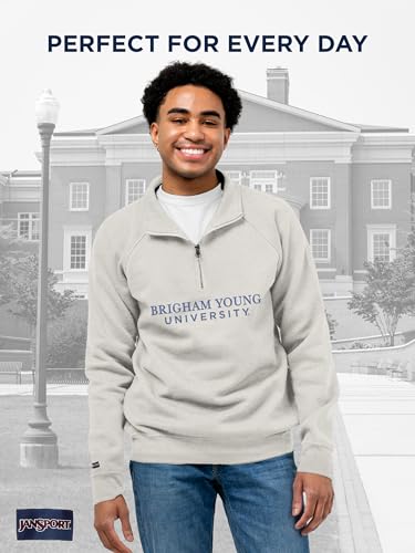 JanSport NCAA Officially Licensed Rival Quarter Zip Sweatshirt, Long Sleeve Unisex 1/4 Zip, Cotton-Polyester Blend with Stand-Up Collar Design & Tapered Raglan Sleeves, Full Chest Embroidered Design - image 2
