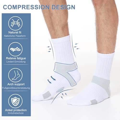 6-Pair Cushion Sports Socks Men Women Tennis Sock Ankle-support for Basketball Baseball Running Hiking Padel..3