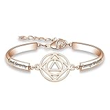 WAJJUAN NA AA Recovery Bracelet Serenity Prayer Alcoholics Anonymous Jewelry God Serenity Courage Wisdom Bracelet Sobriety Gift (God B RG)