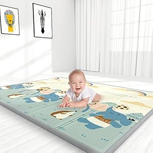 YOOVEE Foldable Baby Play Mat for Crawling, Extra Large Play Mat for Baby, Waterproof Non Toxic Anti-Slip Reversible…