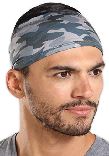 Mens Headband - Sports Running Sweat Head Bands - Athletic Sweatbands Hair Band for Workout, Exercise, Gym, Cycling, Football, Tennis, Baseball & Yoga - Ultimate Performance Stretch & Moisture Wicking