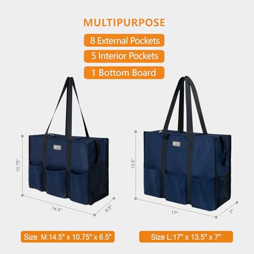 Image of TOPDesign Utility Water Resistant Tote Bag with 13 Pockets, Top Zipper Closure & Thick Bottom Support, for Working Women