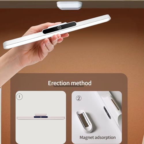 Image of One94Store Rechargeable LED Cabinet Light - Wireless Under Cabinet Lighting with 3 Color Modes, 1200mAh Battery, Touch Control & Magnetic Mount for Kitchen, Wardrobe & Bedroom, White