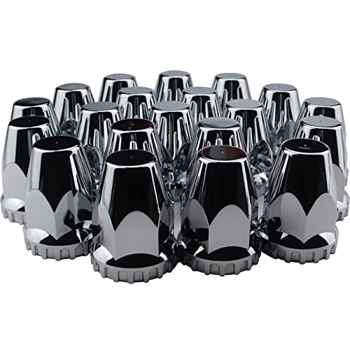iBroPrat 33mm Thread On Lug Nut Covers,ABS Chrome Plastic Screw On Standard Flanged Lug Nut Covers for Semi Trucks 20Pcs
