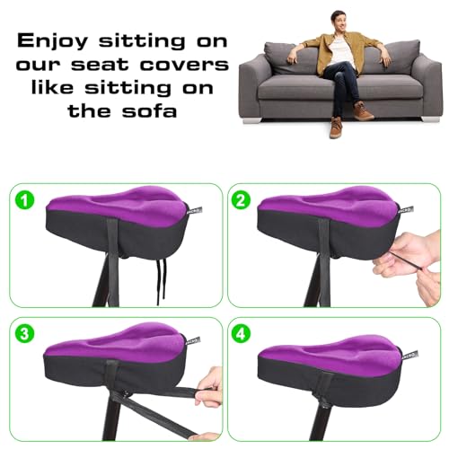 image for Zacro Bike Seat Cushion - Gel Padded Bike Seat Cover for Men Women Com