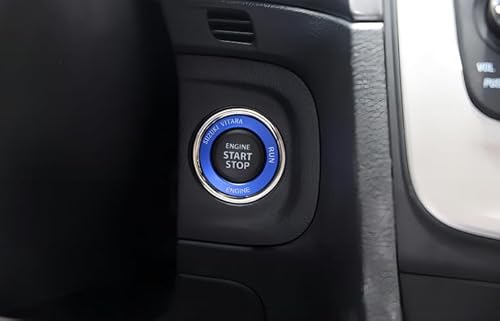 スズキ車専用ワンタッチスタートトリムリング - ジムニーJB64、スイフトスポーツZC33Sに最適なカスタムパーツ&アクセサリー エンジンスタートボタン飾りリング(1個セット)(ブルー)