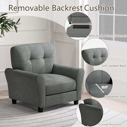 Sillón Diseño Medio Siglo Tela Gris miniatura 6