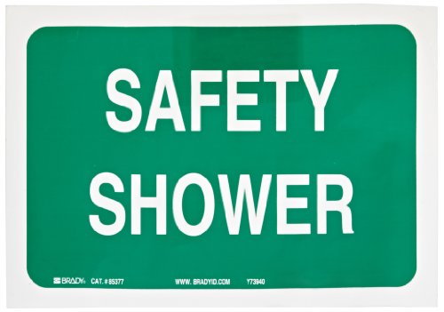 Panneau de premiers secours Safety Shower Brady autocollant 17,8 x 25,4 cm