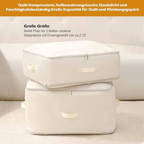 Ultra Platzsparender Selbstkomprimierender Organizer, Neuest Komprimierender Beutel,Bewegliche Organizertaschen für bettdecken,Selbstkomprimierender Organizer für Bettdecken, Kleidung, Decken (Beige)