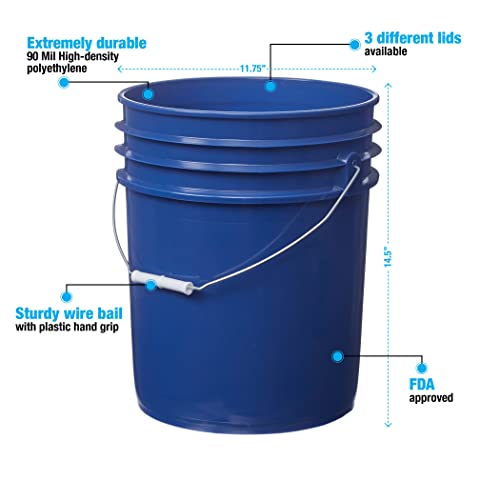 Hudson Exchange Premium 5 Gallon Bucket, Hdpe, Blue, 12 Pack #TOP2