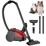 JOPWUE Aspirateur avec Sac,1.5L Aspirateur Traineau,1200W Aspirateur Silencieux et Puissant,Basse Consommation,Performant,Sacs en Tissu Recyclables,4.5M Cordon d'alimentation,Suceur Lisse (Rouge)