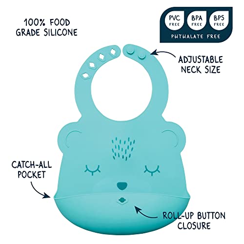 Tiny Twinkle Roll-Up Silicone Bib - Soft, Durable, Easy Clean Waterproof Silicone Bibs With Food Catcher3