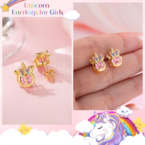 Pendientes de unicornio antiarrugas e irritación para niñas 7