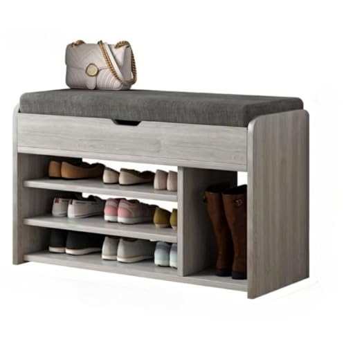 wyazziv シューズラックは玄関ベンチとしても使える2段3段式の靴収納棚でクッション付き靴交換スツール機能を備えています 幅60cm80cmから選べる耐荷重150kgの省スペース設計で簡単組み立て可能な玄関収納家具です (【フリップカバー+トランクスペ