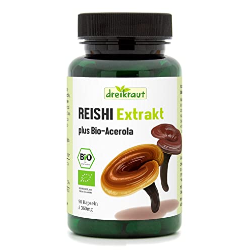 Bio-Reishi-Extrakt dreikraut, 90 Kapseln, 30% Polysaccharide, deutsche Herstellung, kontrollierte Qualität Cover