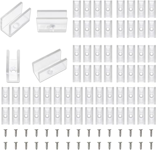 MMEEVT Neon Rope Light Mounting Brackets, 100PCS Neon Lights Install Fixing Clips Accessories for 6x12mm LED Neon Flexible Strip Lighting, Neon Signs DIY(100 Screws, 100 Clips)