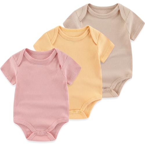 Image of Ruliby Newborn Baby Ribbed Bodysuit Cotton Baby Boy Girl Clothes 0-12 Months