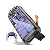 【Amazon.co.jp限定】 ソーラーモバイルバッテリー 22.5W/PD18W 手回し充電 ソーラーチャージャー 61200mAh 4本ケーブル内蔵 6台同時充電 5WAY蓄電 LEDライト SOSモード IPX7防水 耐衝撃 防塵 ストラップ付き 携帯便利 地震/災害/旅行/アウトドア iPhone/Android各種デバイス対応 防災士監修