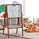 Relaxdays Kinderstandtafel, magnetische Spieltafel, höhenverstellbar, 102-135x55x52 cm, Whiteboard & Kreidetafel, braun