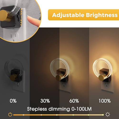 Image of L LOHAS LED Night Lights Plug into Wall, Plug in Night Light with Light Sensor, 3000K Soft White, 0-100LM Brightness Adjustable, Acrylic Nightlight for Bathroom Bedroom Hallway