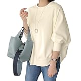 [GlamollaMisse] トレーナー レディース スウェット 綿 ドルマン袖 プルオーバー 丸首 クルーネック 長袖 トップス カジュアル ゆったり カットソー 無地 おしゃれ 大きいサイズ 着痩せ 体型カバー 可愛い 通勤 お出かけ 春秋冬