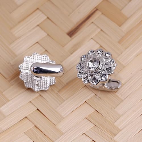 Mancuernillas de diseño floral con cristales para hombre miniatura 5