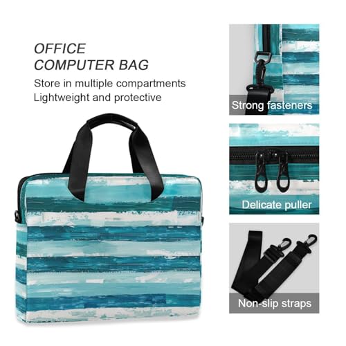 Bolso para portátil 15.6 pulgadas con asas y correa azul y blanco miniatura 6