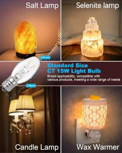 Image of OuuKoo Himalayan Salt Lamp Bulbs - 120V 25W High Output Warm White Light 2700K for Himalayan Salt Lamps Baskets, Scentsy Plug-in & Wax Warmers, 15 Packs