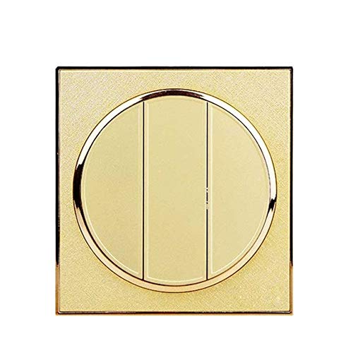 Switch 3 Gang 1 Way Big Push Button M Mirror Circle Light Switch Gold