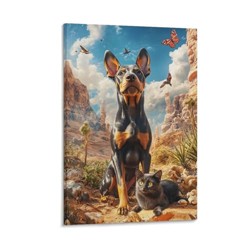 Affiche decoration haut de gamme et tableau impression sur toile Doberman 12x18"