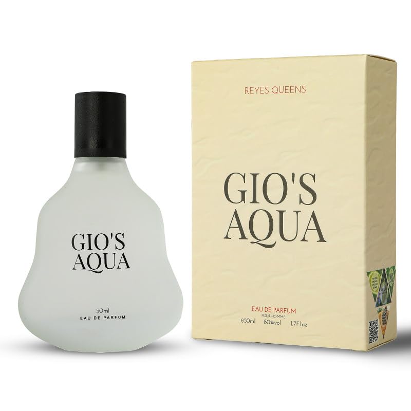 Perfume para hombre REYES QUEENS, Gio´s Aqua 50 ml Familia Olfativa: Amaderada, Tamaño: 50 ml, Concentración: Agua de perfume, Género: Masculino