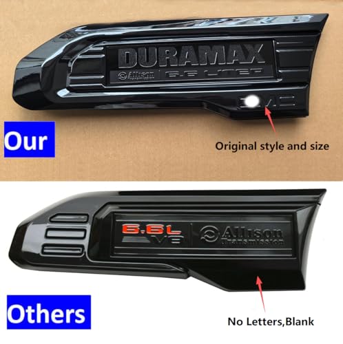 Image of 2pack OEM 2020-2023 Duramax 6.6L Liter Allison Diesel Vent Emblem Right Left 3D Nameplate Badge Replacement for Sierra 2500HD 3500HD 84586287 84586288 (Gloss Black)