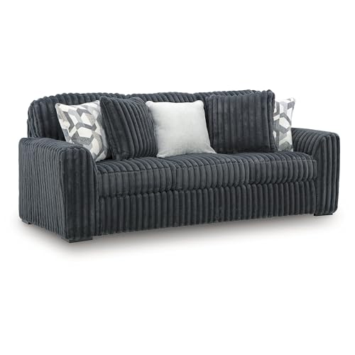Image of Signature Design by Ashley Midnight‑Madness Sofas, Jumbo Corduroy Upholstered Living Room Sofa with Plush Cushions, Cozy Everyday Seating for Relaxed Home Lounging