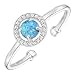 PAVOI 14K White Gold Plated CZ and Light Blue Created Opal Ring