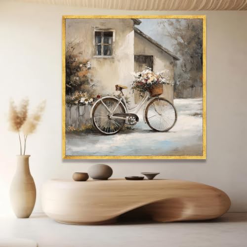 Impression sur toile de scène extérieure vintage avec panier de fleurs - 4