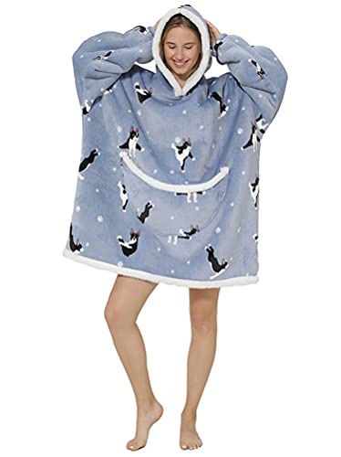 ORANDESIGNE Femme Sweat à Capuche Grande Taille Hooded Sherpa Sweater Douce Pyjama Flanelle Pull...