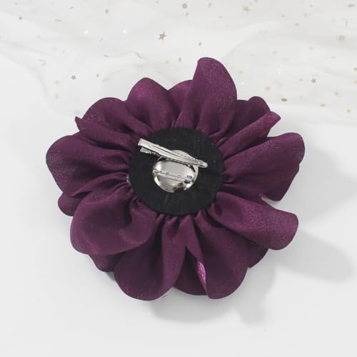 Image of 6.3 Inches Large Rose Flower Brooches and Pins for Women | Rose Flower Hair Clips for Women | Brooch for Woman Dresses | Hat & Hair, Pin for Clothes, Grape