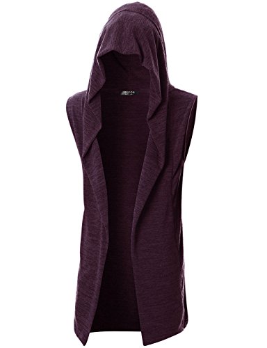 GIVON Mens Sleeveless Lightweight Ruffle Shawl Collar Cardigan with Pockets/DCC046-PURPLE-XXL