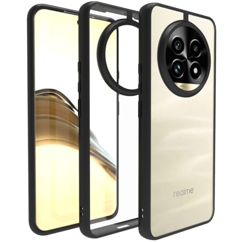 Image of RIGGEAR Shockproof Sleek Hybrid Armor Back Cover Case Compatible with Realme 13 Pro, Realme 13 Pro Plus 5G (Clear PC + Black TPU Bumper)