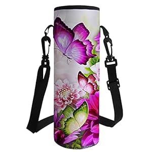 Waterfles Cover Tas Pouch Neopreen Butterfly Water Bottle Carrier Geïsoleerde Tas Pouch Houder Schouderriem (Capacity…