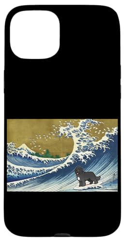 Funny Retro Vintage Surfing A Wave Newfoundland Dog Lover �X�}�z�P�[�X iPhone 15 Plus �p