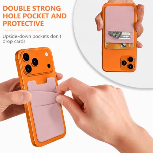 Image of Mizi (2 Pack Adhesive Phone Stretchy Wallet, Card Holder for Back of Phone Stick on Phone Cases for iPhone /Android /Samsung Galaxy - Pink