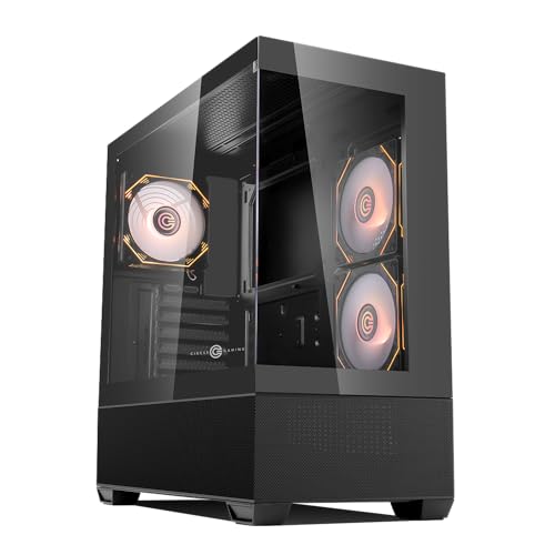 Circle Defender ZX3 Mid- Tower Computer Case | Gaming Cabinet - Black | Support ATX, M-ATX, ITX | Infinity Mirror Pre- Installed 3 x 120mm Front and 1 x 120mm Rear ARGB Fans