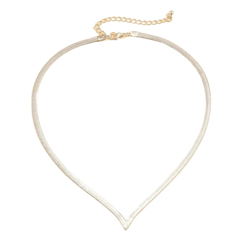 Buy The Seventh Muse Elegant V-Shape Snake Chain Necklace, Gold