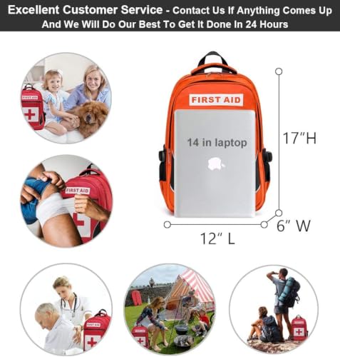 Image of First Aid Bag Empty Red Emergency First Responder Trauma Multi-Pocket Traveling Field Trips Camping Essentials (Orange,Pack of 5)