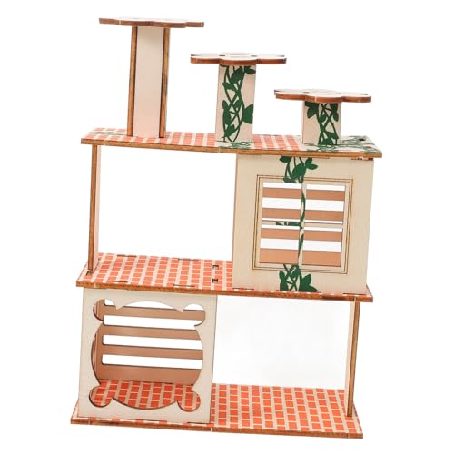 ifundom Wooden Rat Hideout House for Hamsters Squirrels and Guinea Pigs with Easy Cleaning for Play and Exercise